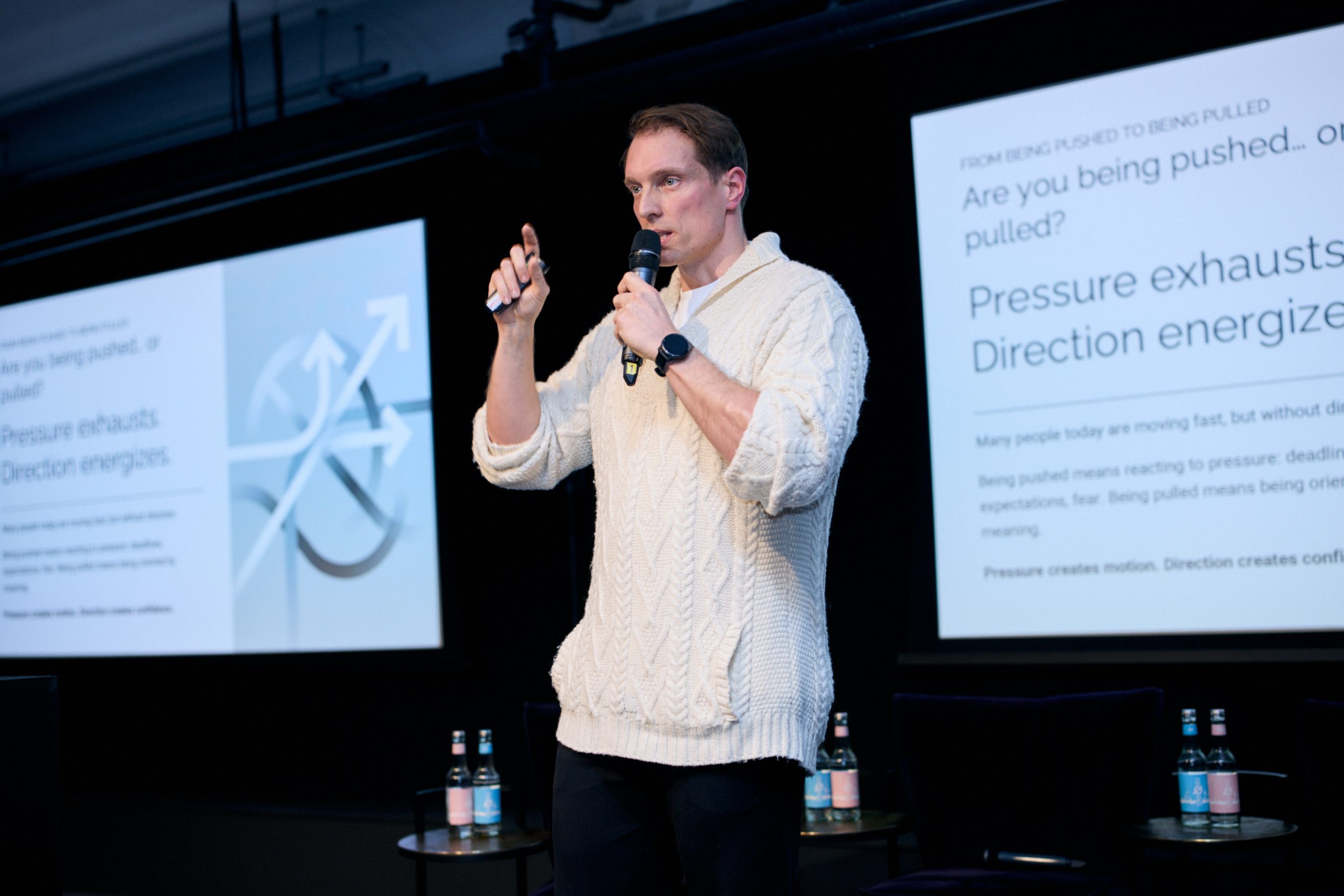 Igor speaking about habits at Venture Café, CIC Berlin